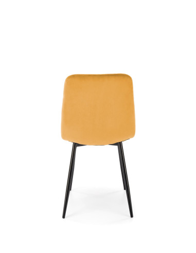 K525 Krzesło Musztardowe Velvet w Romby | Nogi Czarne - Wygoda i Styl