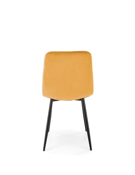 K525 Krzesło Musztardowe Velvet w Romby | Nogi Czarne - Wygoda i Styl