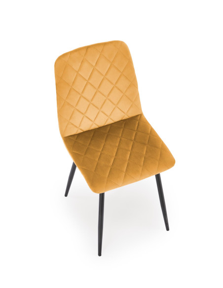 K525 Krzesło Musztardowe Velvet w Romby | Nogi Czarne - Wygoda i Styl