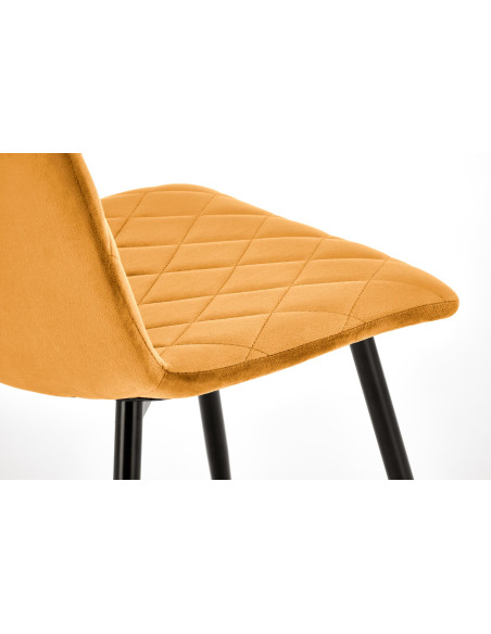 K525 Krzesło Musztardowe Velvet w Romby | Nogi Czarne - Wygoda i Styl