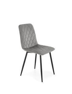 K525 Krzesło Popielate Velvet w Romby | Nogi Czarne - Wygoda i Styl