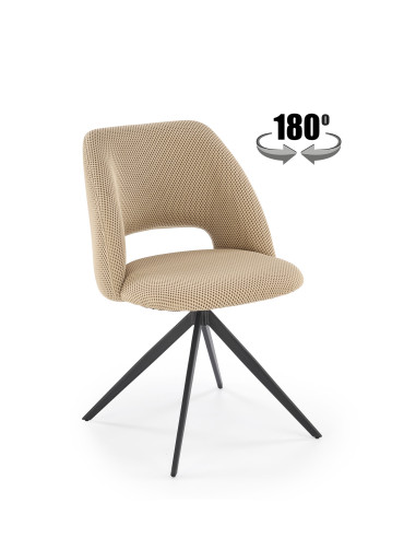 K546 Krzesło Beżowe Obracane 180° | Tkanina Membranowa, Nogi Czarne