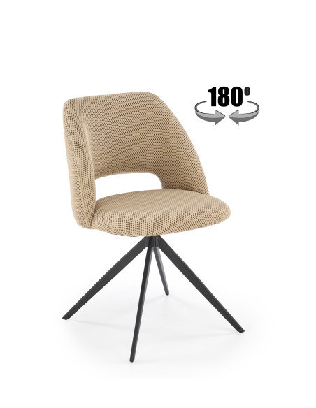 K546 Krzesło Beżowe Obracane 180° | Tkanina Membranowa, Nogi Czarne