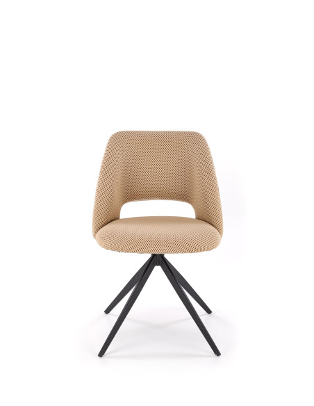 K546 Krzesło Beżowe Obracane 180° | Tkanina Membranowa, Nogi Czarne
