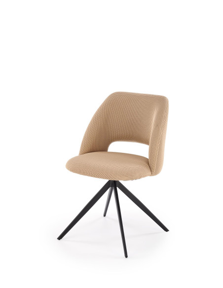 K546 Krzesło Beżowe Obracane 180° | Tkanina Membranowa, Nogi Czarne