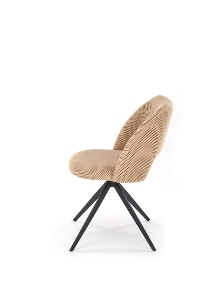 K546 Krzesło Beżowe Obracane 180° | Tkanina Membranowa, Nogi Czarne