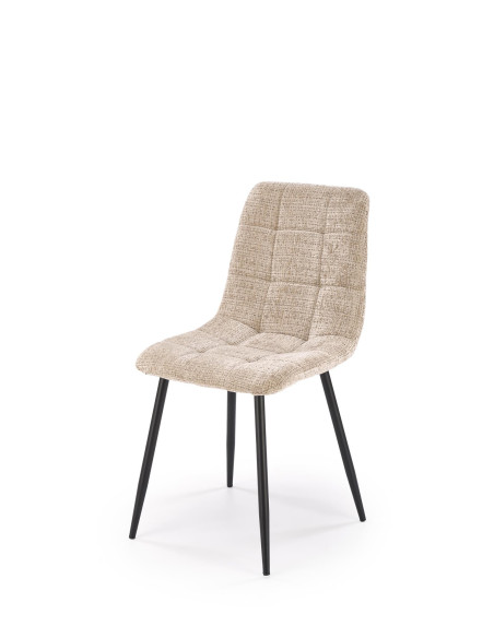 K547 Krzesło Beżowe Pikowane | Nogi Czarne | Elegancja na Co Dzień