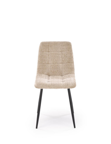 K547 Krzesło Beżowe Pikowane | Nogi Czarne | Elegancja na Co Dzień