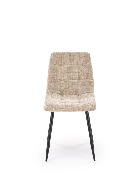 K547 Krzesło Beżowe Pikowane | Nogi Czarne | Elegancja na Co Dzień