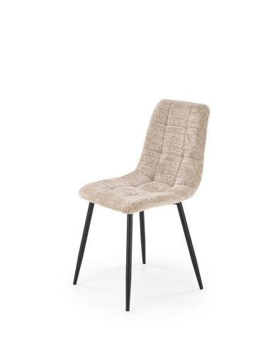 K547 Krzesło Beżowe Pikowane | Nogi Czarne | Elegancja na Co Dzień