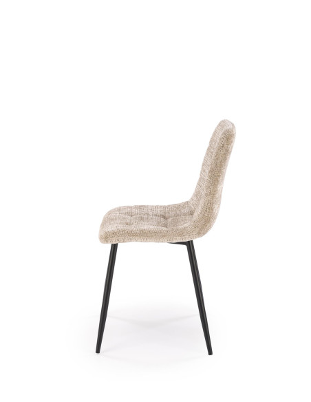 K547 Krzesło Beżowe Pikowane | Nogi Czarne | Elegancja na Co Dzień