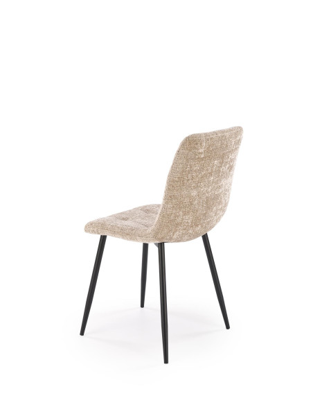 K547 Krzesło Beżowe Pikowane | Nogi Czarne | Elegancja na Co Dzień