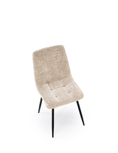 K547 Krzesło Beżowe Pikowane | Nogi Czarne | Elegancja na Co Dzień