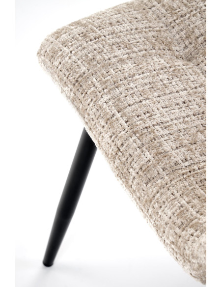 K547 Krzesło Beżowe Pikowane | Nogi Czarne | Elegancja na Co Dzień