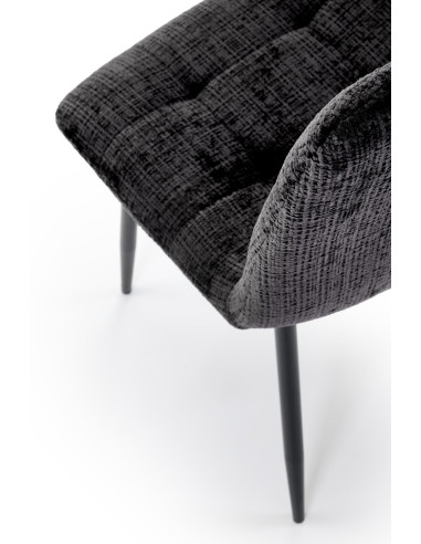 K547 Krzesło Czarne Pikowane | Nogi Czarne | Elegancja na Co Dzień