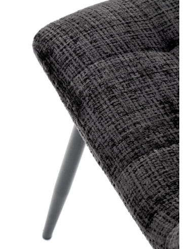 K547 Krzesło Czarne Pikowane | Nogi Czarne | Elegancja na Co Dzień