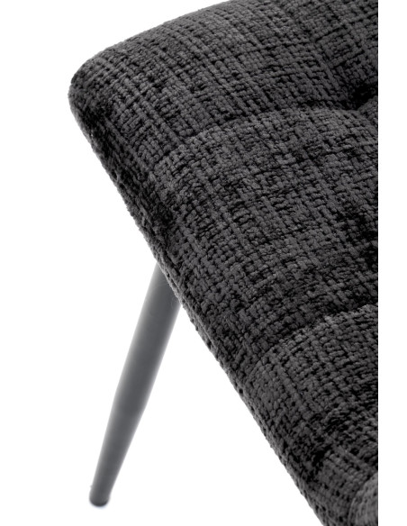 K547 Krzesło Czarne Pikowane | Nogi Czarne | Elegancja na Co Dzień