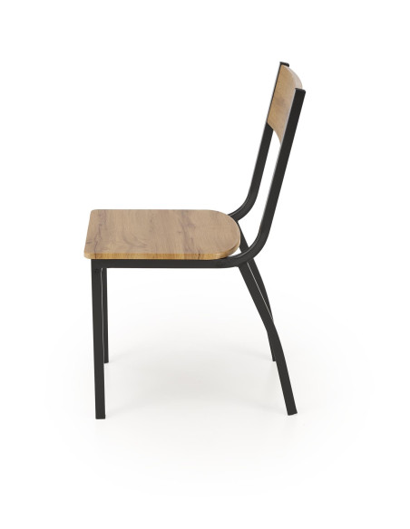 MILTON Zestaw Stół 110/70 cm + 4 Krzesła Kolor Naturalny | Nogi Stalowe