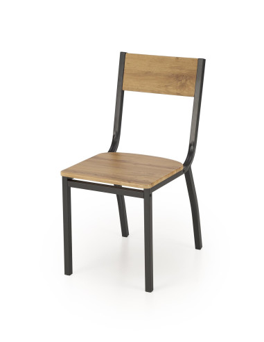 MILTON Zestaw Stół 110/70 cm + 4 Krzesła Kolor Naturalny | Nogi Stalowe