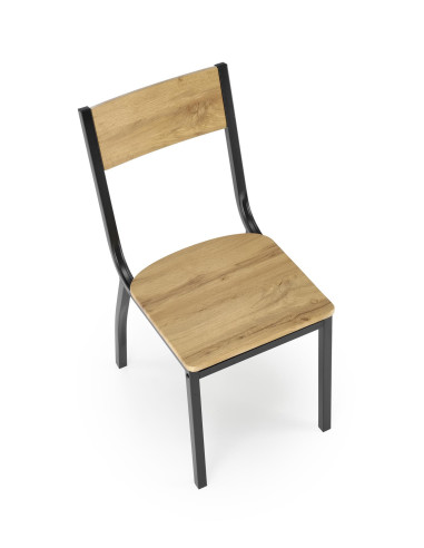 MILTON Zestaw Stół 110/70 cm + 4 Krzesła Kolor Naturalny | Nogi Stalowe