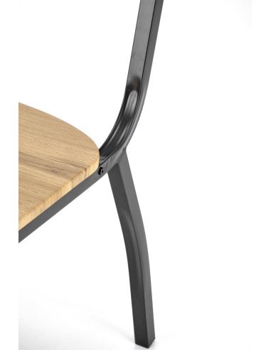 MILTON Zestaw Stół 110/70 cm + 4 Krzesła Kolor Naturalny | Nogi Stalowe