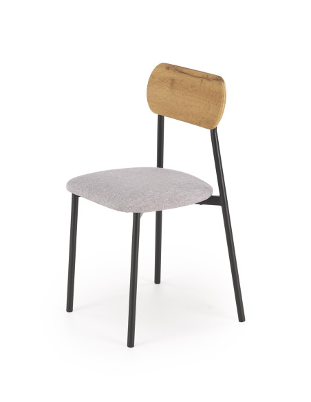 NANDO Zestaw Stół 84/54 cm + 2 Krzesła Kolor Naturalny/Popiel/Czarny