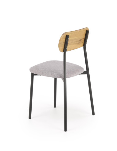 NANDO Zestaw Stół 84/54 cm + 2 Krzesła Kolor Naturalny/Popiel/Czarny