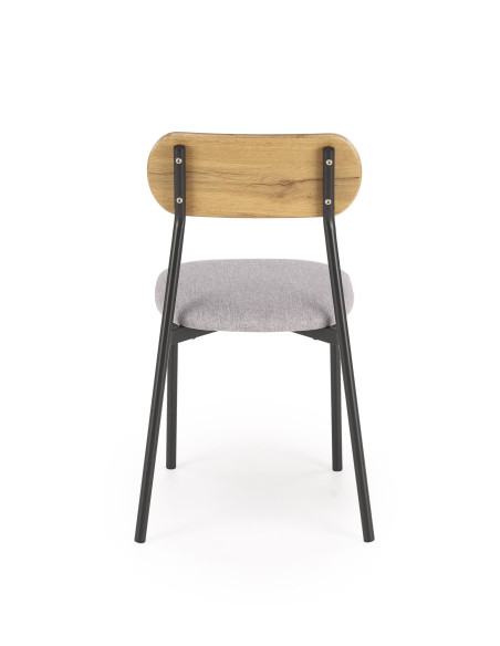 NANDO Zestaw Stół 84/54 cm + 2 Krzesła Kolor Naturalny/Popiel/Czarny