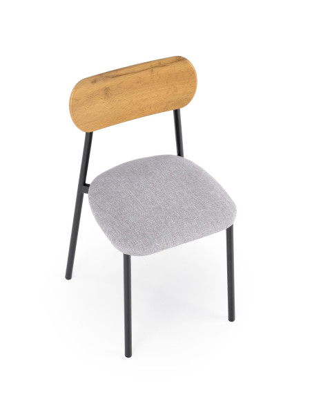 NANDO Zestaw Stół 84/54 cm + 2 Krzesła Kolor Naturalny/Popiel/Czarny