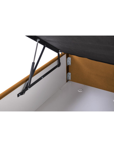 ASENTO Łóżko Kontynentalne 160x200 cm Musztardowe z Pojemnikiem na Pościel