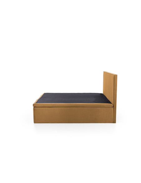 ASENTO Łóżko Kontynentalne 160x200 cm Musztardowe z Pojemnikiem na Pościel