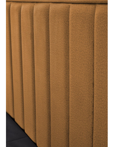 ASENTO Łóżko Kontynentalne 160x200 cm Musztardowe z Pojemnikiem na Pościel