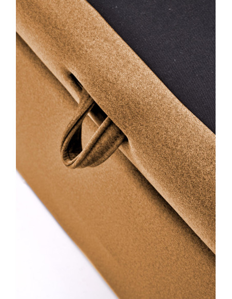 ASENTO Łóżko Kontynentalne 160x200 cm Musztardowe z Pojemnikiem na Pościel