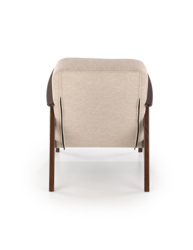 MILANO 1S Fotel Beżowy | Nogi Drewniane Bukowe Kolor Ciemny Orzech