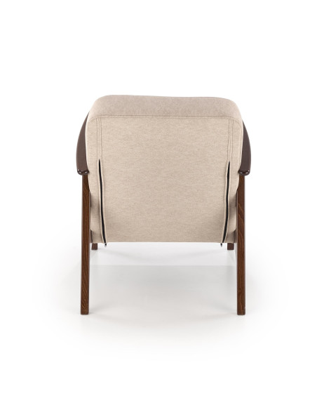 MILANO 1S Fotel Beżowy | Nogi Drewniane Bukowe Kolor Ciemny Orzech