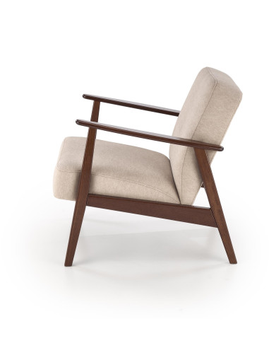 MILANO 1S Fotel Beżowy | Nogi Drewniane Bukowe Kolor Ciemny Orzech