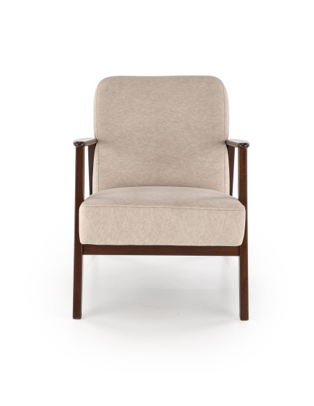 MILANO 1S Fotel Beżowy | Nogi Drewniane Bukowe Kolor Ciemny Orzech