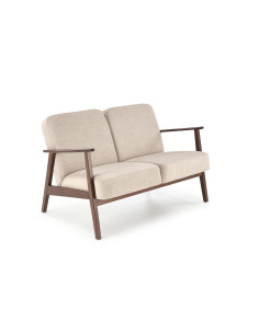 MILANO 2S Sofa Dwuosobowa Beżowa, Nogi Drewno Lite Bukowe Kolor Ciemny Orzech