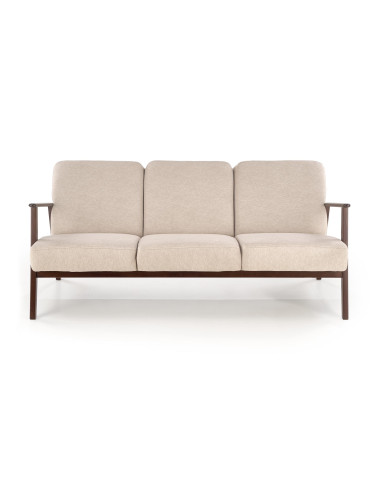 MILANO 3S Sofa Trzyosobowa Beżowa, Nogi Drewno Lite Bukowe Ciemny Orzech