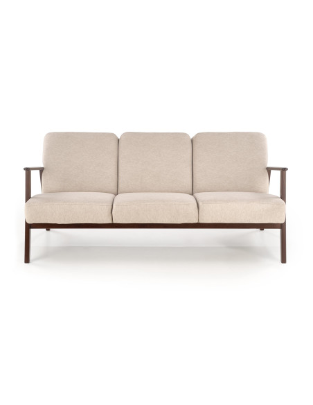MILANO 3S Sofa Trzyosobowa Beżowa, Nogi Drewno Lite Bukowe Ciemny Orzech