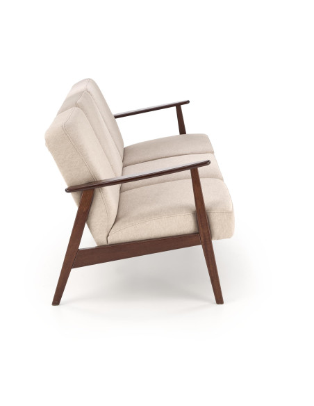 MILANO 3S Sofa Trzyosobowa Beżowa, Nogi Drewno Lite Bukowe Ciemny Orzech
