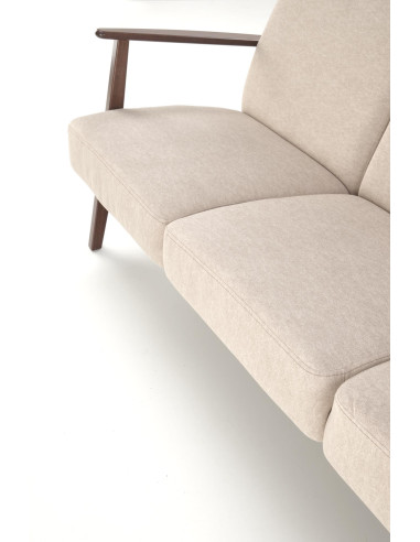MILANO 3S Sofa Trzyosobowa Beżowa, Nogi Drewno Lite Bukowe Ciemny Orzech