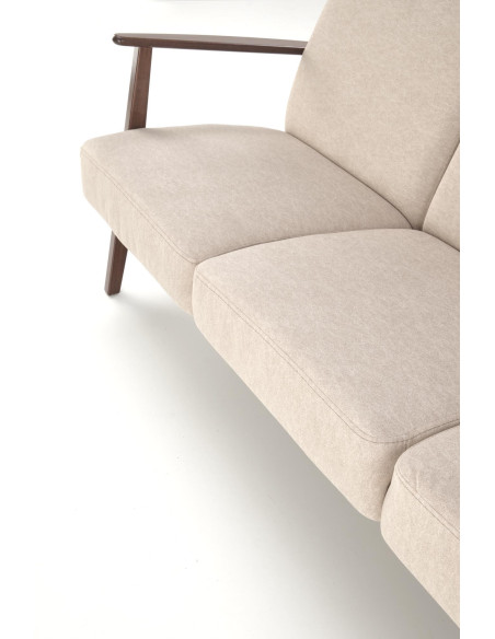 MILANO 3S Sofa Trzyosobowa Beżowa, Nogi Drewno Lite Bukowe Ciemny Orzech