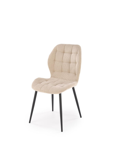 K548 Krzesło Beżowe Pikowane | Nogi Czarne - Wygodne i Stylowe