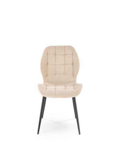 K548 Krzesło Beżowe Pikowane | Nogi Czarne - Wygodne i Stylowe
