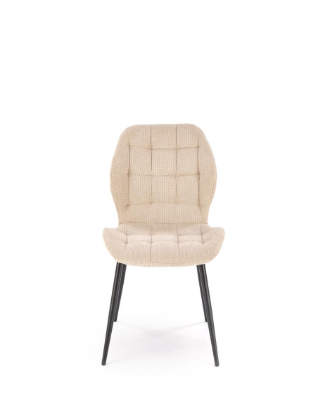 K548 Krzesło Beżowe Pikowane | Nogi Czarne - Wygodne i Stylowe