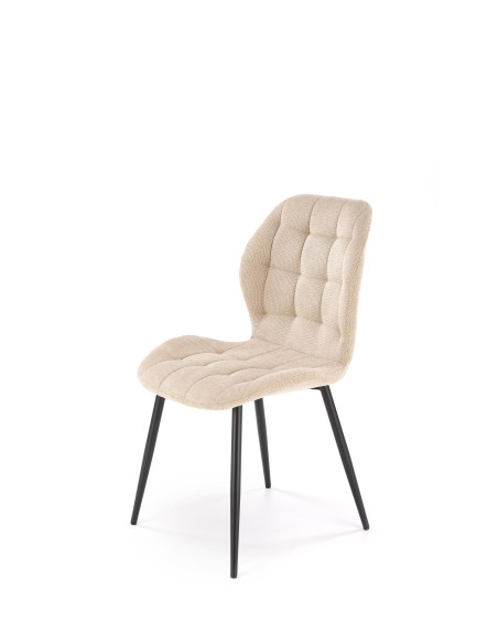 K548 Krzesło Beżowe Pikowane | Nogi Czarne - Wygodne i Stylowe