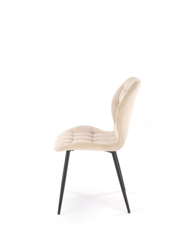 K548 Krzesło Beżowe Pikowane | Nogi Czarne - Wygodne i Stylowe