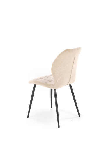 K548 Krzesło Beżowe Pikowane | Nogi Czarne - Wygodne i Stylowe