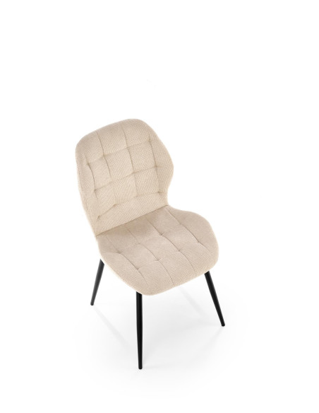 K548 Krzesło Beżowe Pikowane | Nogi Czarne - Wygodne i Stylowe